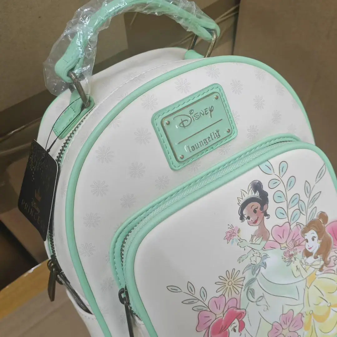 Loungefly Disney Princess Schoolbag Belle Ariel Tiana Cartoon Anime Large Capacity Lightweight Backpack Homecoming Season Gift