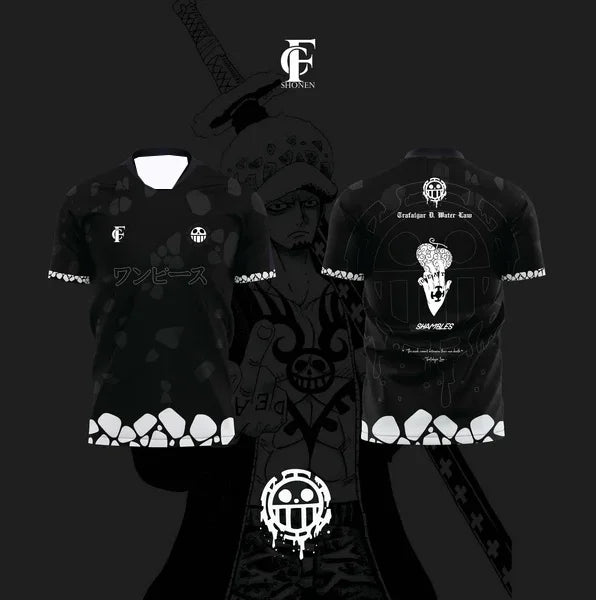 2526 New Bandai Anime One Piece Luffy Summer Jersey T-shirt Oversized 3D Adult and Children's Multifunctional Top Christmas