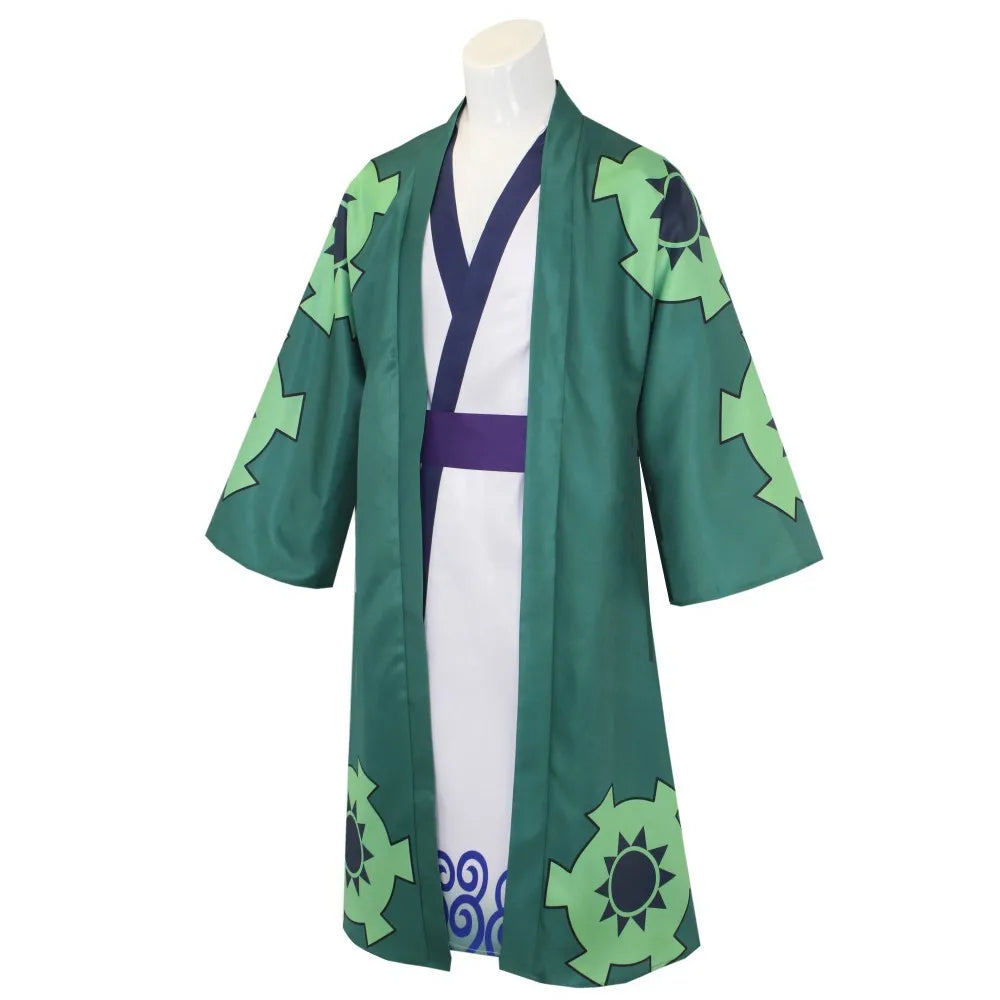One Piece Roronoa Zoro Kimono Costume Unisex Polyester Set