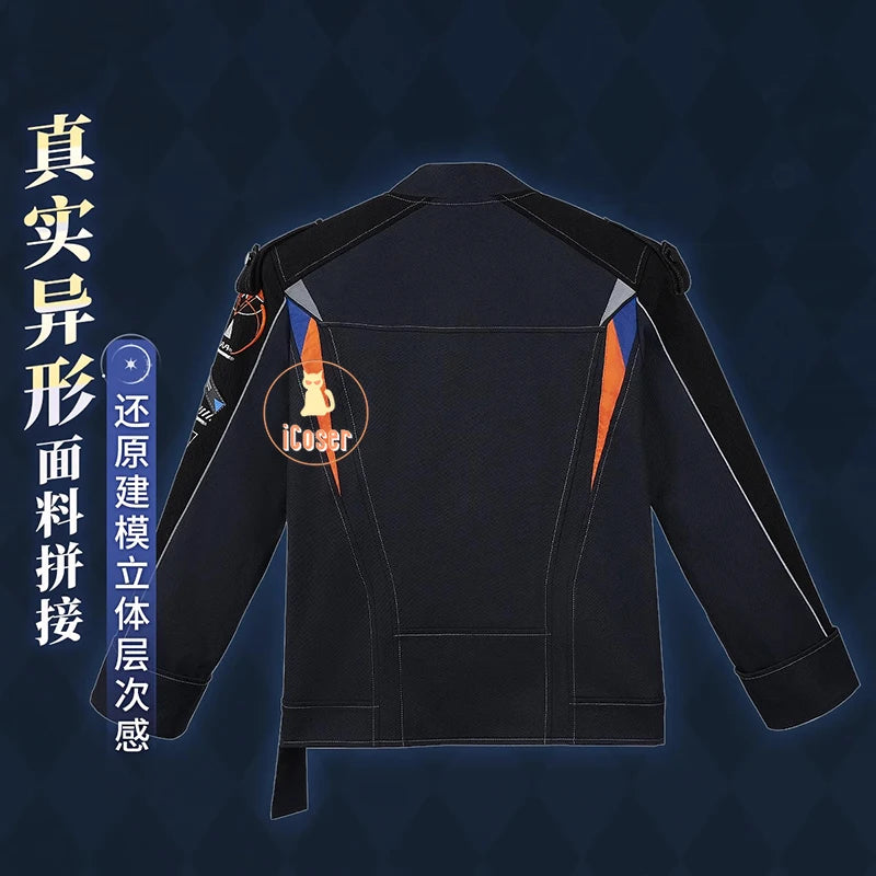 iCoser Love and Deepspace Caleb Cosplay Costume Wig Flying Jacket Uniform Necklace Halloween Party for Women Men Carnival Props