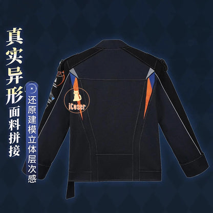 iCoser Love and Deepspace Caleb Cosplay Costume Wig Flying Jacket Uniform Necklace Halloween Party for Women Men Carnival Props