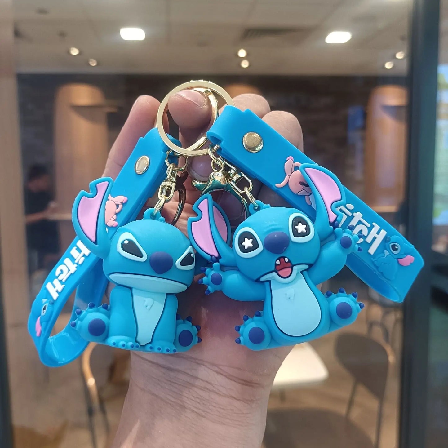 Anime Disney Keychain Cartoon Mickey Mouse Minnie Lilo & Stitch Cute Doll Keyring Ornament Key Chain Pendant Kids Toys Gift