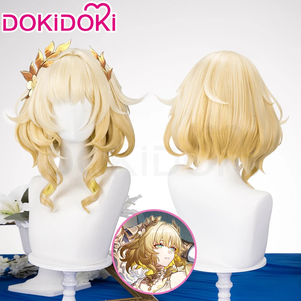 Aglaea Cosplay Costume Honkai: Star Rail Dokidoki-SR Women Golden Dress Wig Halloween Set - 38cm Only / One Size