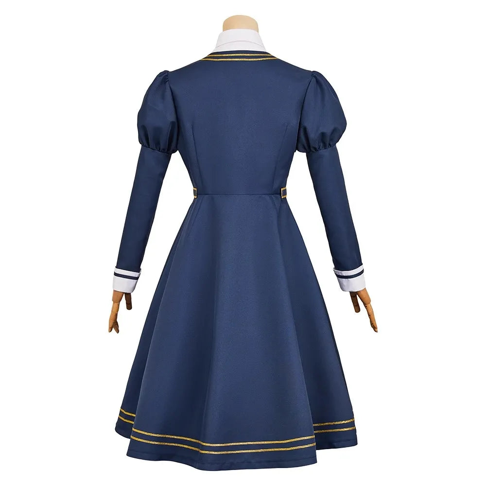 Anime Witch Watch Nemu Miyao Cosplay Costume Blue Dress Tie Shirt Stocking Outfit Halloween Party for Women Girls Carnival Props