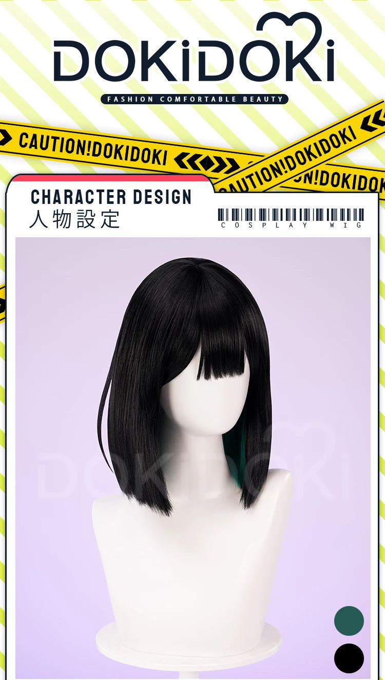 IN STOCK SUA Wig Anime Cosplay Wig Alien Stage DokiDoki Women 35cm Black Short Hair Ear Clips Heat Resiatant Hair Free Wig Cap