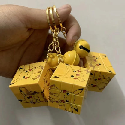 Pokemon Pikachu Mini Rubik's Cube Keychain Pendant Cute School Bag Pendant Thinking Cartoon Puzzle Kawaii Children Toys
