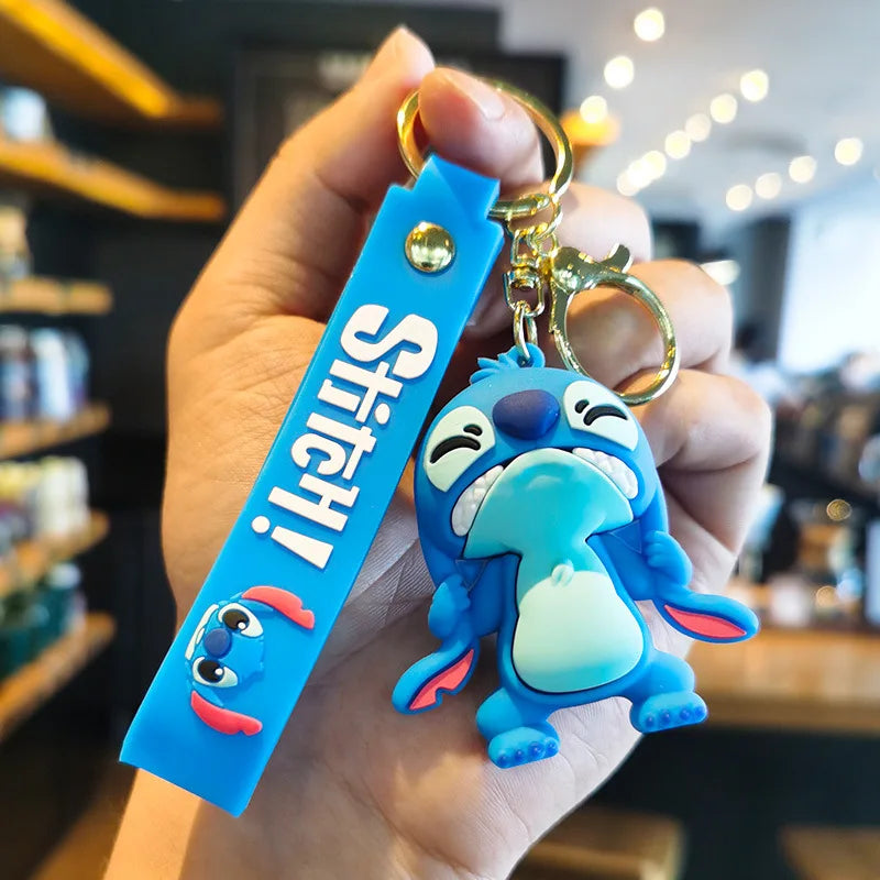 Disney Anime Cartoon Stitch Keychain Lilo & Stitch Cute Doll Keyring Fashion Couple Bag Ornament Key Chain Car Pendant Gift