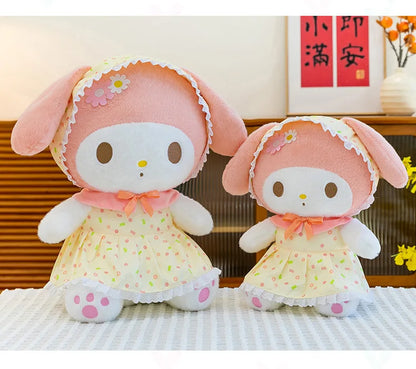 Cute Pastoral Girl Plush Toy Pink My Melody Doll Sleeping Hugging Gift for Kids Birthday Christmas Present for Girls Comforting