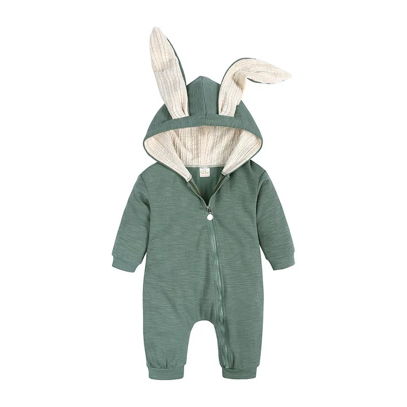 Baby Rompers Boys Girls Newborn 0 to 3 6 9 12 18 Months Boutique Cotton Long Sleeve Rabbit Ear Infant Onesie Spring Fall Clothes