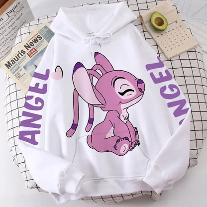 Women's Long Sleeve Oversized Hoodie MINISO Disney Gothic Kawaii Lilo & Stitch Pattern Sweatshirt Y2k Winter Fashion Coat Sale