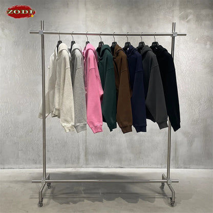 ZODF Fashion Winter 345gsm Boxy Fleece Zipper Hoodie For Men Unisex Cusual Loose Fit Warm Hooded Coat Outwears HY1178