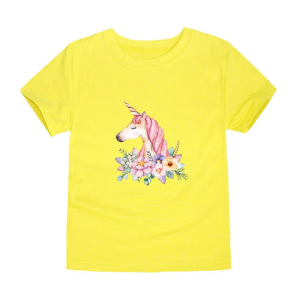 Butterfly Flower T Shirt for Girls 2 to 3 4 5 6 7 8 9 10 11 12 Years Summer Clothes 100% Cotton Tee Shirts Yellow Purple Tshirts