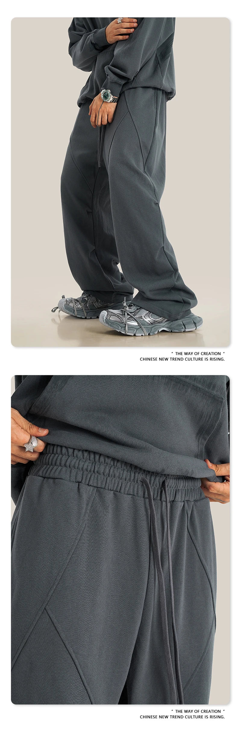 ZODF Retro 2024 Winter Patchwork Pants For Men Unisex Washed High Street 370gsm Oversized Double Knees Straight Trousers HY0878