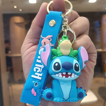 Anime Disney Keychain Cartoon Mickey Mouse Minnie Lilo & Stitch Cute Doll Keyring Ornament Key Chain Pendant Kids Toys Gift