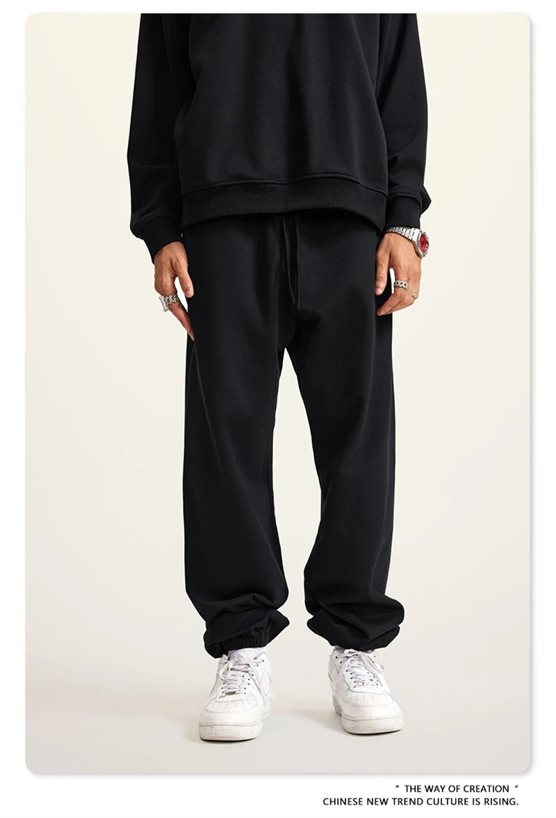 ZODF New Men Heavy Weight 440gsm Solid Sweatpants Unisex Loose Basic Casual Comfortable Sport Pants Joggers Streetwears HY0628