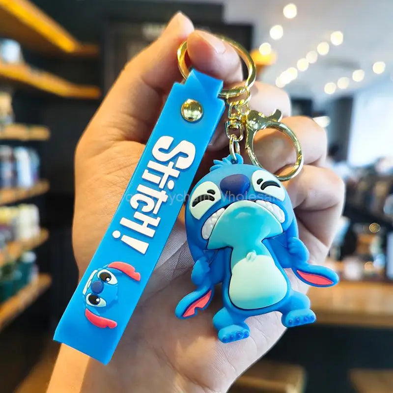 New Anime Disney Keychain Mickey Mouse Minnie Lilo & Stitch Cartoon Keyring Key Chain Car Pendant Kids Toys Gift Wholesale