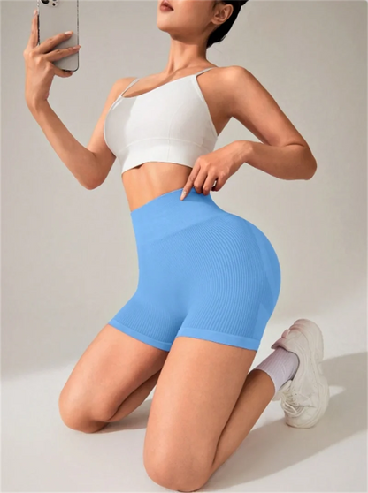 The Codex Women’s Slim Fit High Waist Seamless Hip Lifting Yoga Shorts Tight Knit Sports and Fitness Pants