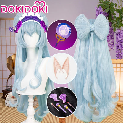 IN STOCK Yumemizuki Mizuki Hutao Wig Game Genshin Impact DokiDoki 95cm Long Wig Hu Tao Lantern Rite Free Cap Yumemizuki Ears Fan