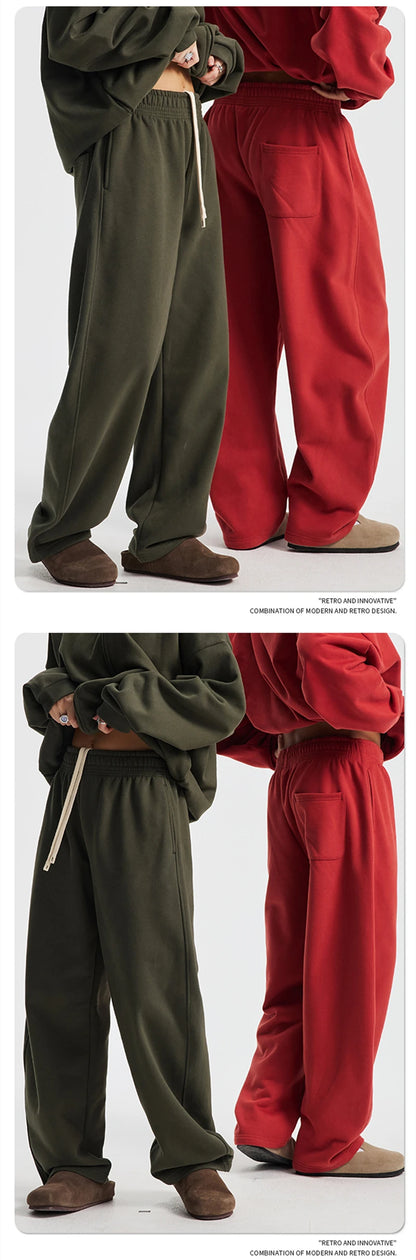 ZODF 2025 Winter 430gsm Unisex Fleece Straight Sweatpants Thick Warm Casual Oversized Trousers HY1170
