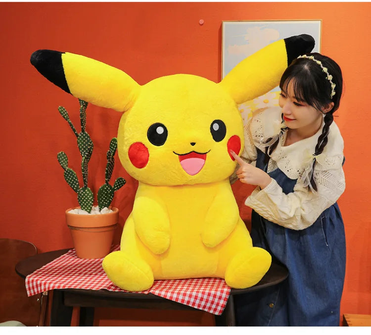 30/45/60/75CM Pokémon Short Fur Pikachu Plush Pet Pocket Monster Kawaii Cartoon Animal Comfortable Soft Doll Children Toy Gift