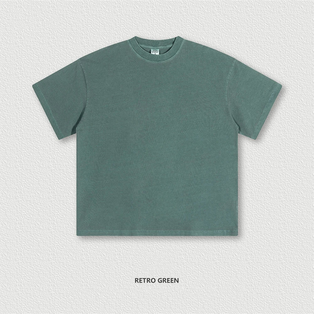 ZODF 2024 Summer Men 200gsm Washed Cotton Solid T Shirts Loose Unisex Male Casual Basic Comfortable T-Shirt Brand Tees HY0254