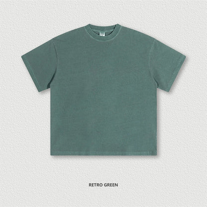 ZODF 2024 Summer Men 200gsm Washed Cotton Solid T Shirts Loose Unisex Male Casual Basic Comfortable T-Shirt Brand Tees HY0254