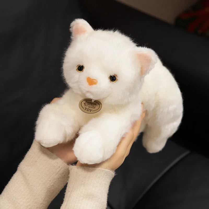 45/60cm Realistic White Cat Plush Toy Cute Lifelike Cat Stuffed Doll Soft Animal Plushies Birthday Gifts For Girl Home Decor