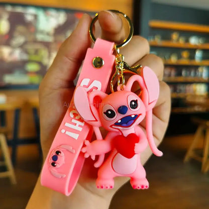 New Anime Disney Keychain Mickey Mouse Minnie Lilo & Stitch Cartoon Keyring Key Chain Car Pendant Kids Toys Gift Wholesale