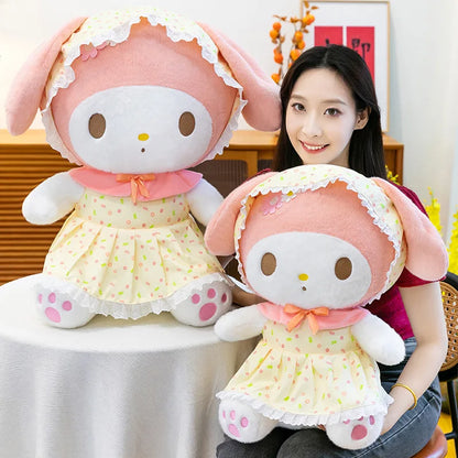 Cute Pastoral Girl Plush Toy Pink My Melody Doll Sleeping Hugging Gift for Kids Birthday Christmas Present for Girls Comforting