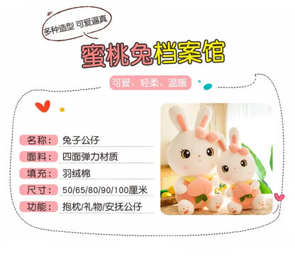 50/65/80cm Cute Peach Rabbit Plush Toy Pillow Kawaii Stuffed Soft Animal Bunny Doll Baby Kids Toy Birthday Gift Present for Girl