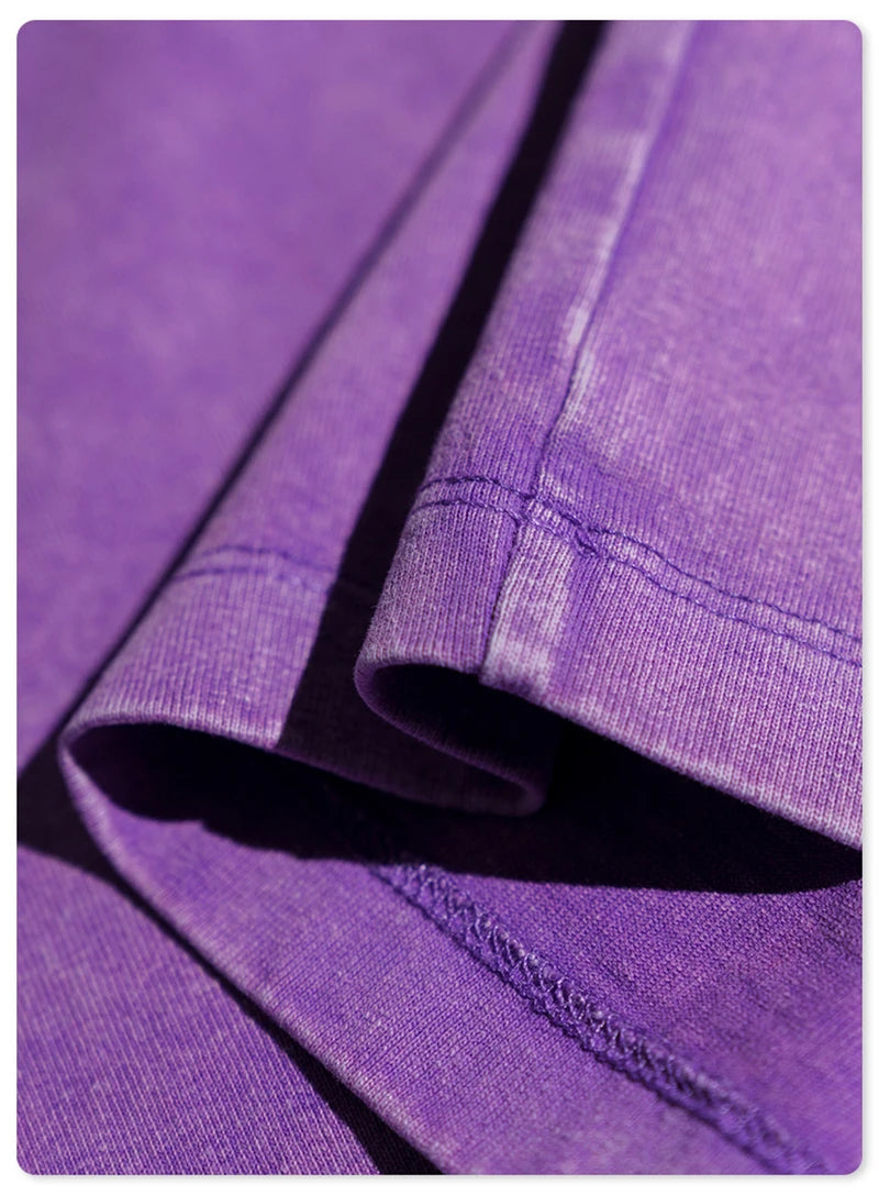 ZODF New Summer Men Washed Batik Cotton T Shirts Unisex American Retro High Street 270gsm Short Sleeve Tees Streetwear HY0489