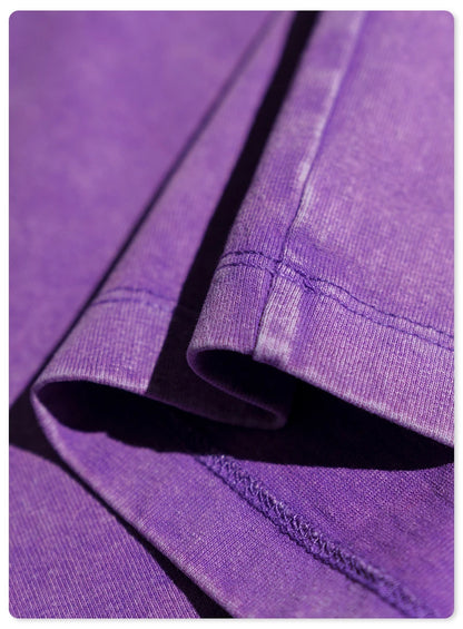 ZODF New Summer Men Washed Batik Cotton T Shirts Unisex American Retro High Street 270gsm Short Sleeve Tees Streetwear HY0489