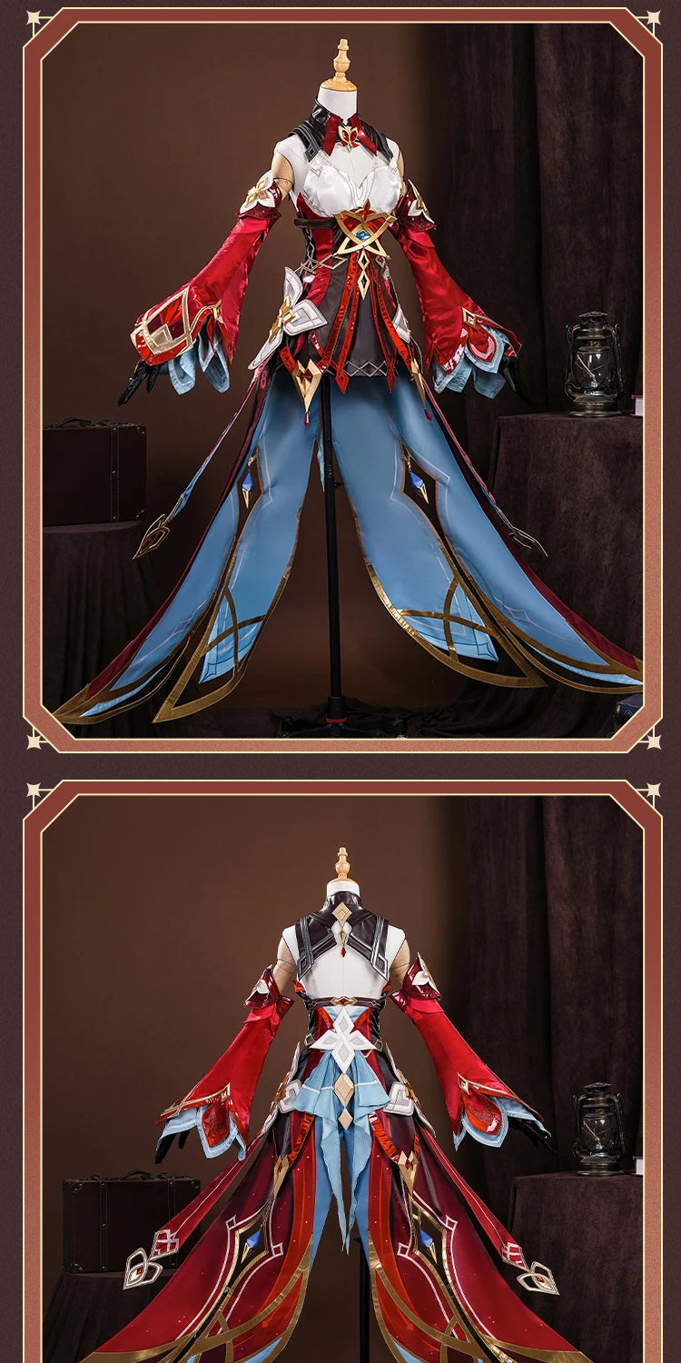 Genshin Impact Alice Cosplay Costume Wig Dress Headwear Ring Game Uniform Halloween Party for Women Girls Role Play Outfit Props