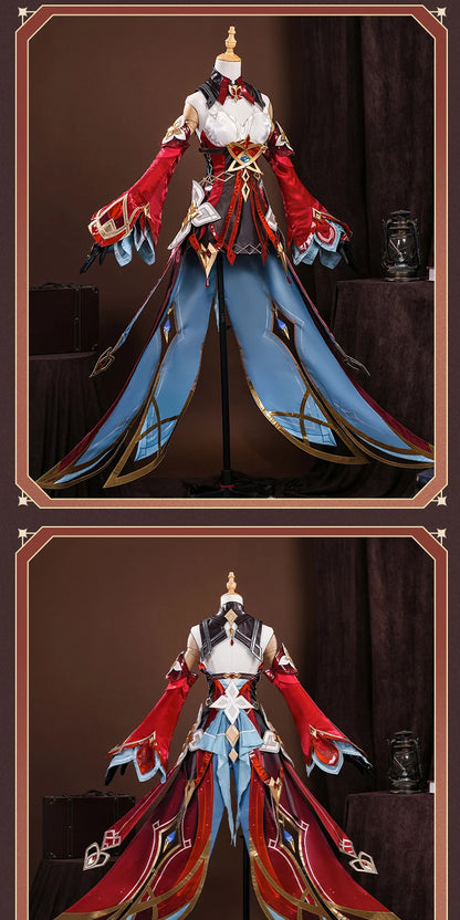 Genshin Impact Alice Cosplay Costume Wig Dress Headwear Ring Game Uniform Halloween Party for Women Girls Role Play Outfit Props