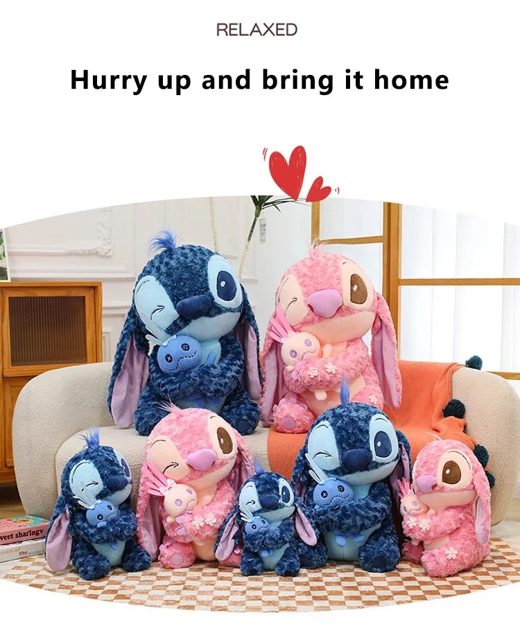 30/85cm Lilo and Stitch Disney Plush Toys Pink Kawaii Scrump Anime Cartoon Plushie Sakura Stich Dolls Soft Stuffed Gift for Kids