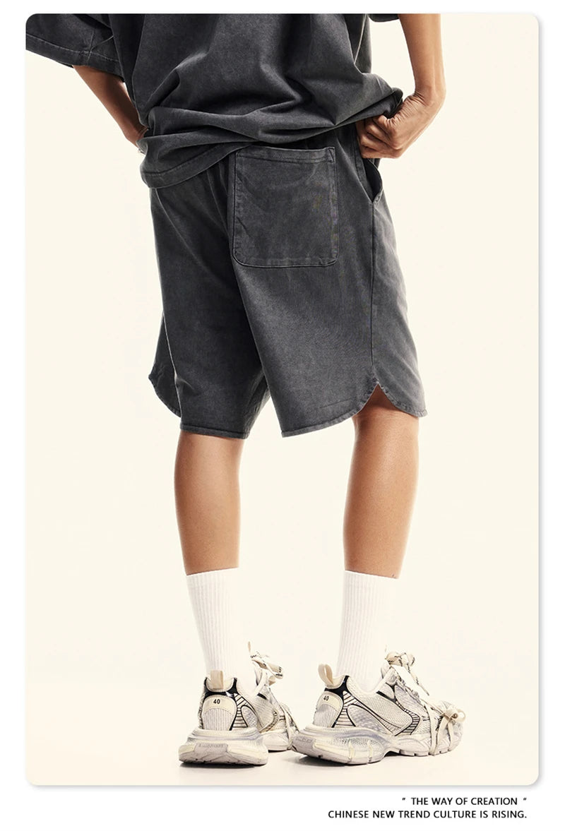 ZODF New 2024 Men Washed Plush Cotton Shorts Unisex Couple Loose 358gsm Distressed Comfortable Short Pants Streetwears HY0807