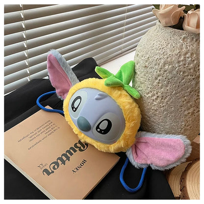 New Disney Stitch Cartoon Plush Backpack Cute Winter Gift For Girls Stuffed Animal Toy Plushie Bag Kids Carry-On Satchel