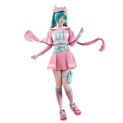 IN STOCK MIKUU Cosplay Costume【XS-2XL】DokiDoki-R Mikku Cosplay Women Cute Pink Short Dress Mikuu Plus Size