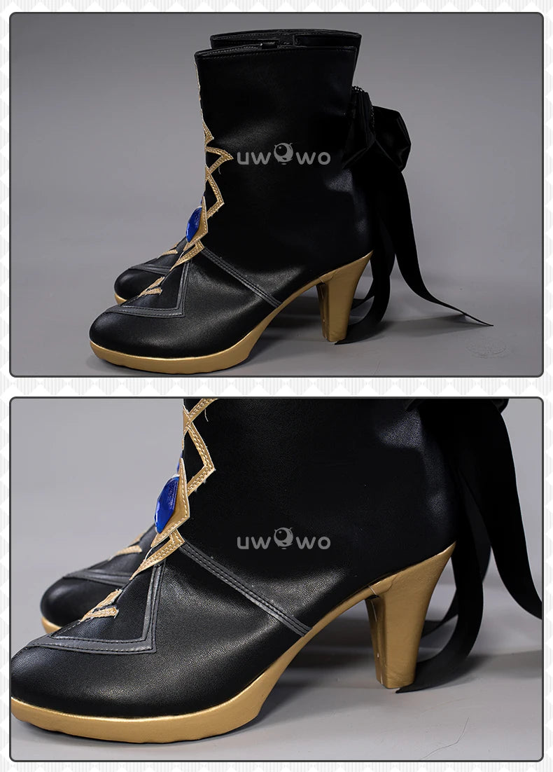 UWOWO Genshin Impact Navia Cosplay Shoes Fontaine Rococo Style Dress Cospaly Shoes Boots