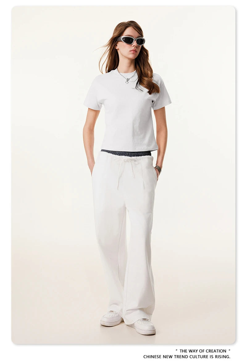 ZODF Women 2025 Summer 255gsm Cotton T-Shirts Hotsweet Girls Casual Solid Comfortable Sport T Shirt Brand Tops HY0978