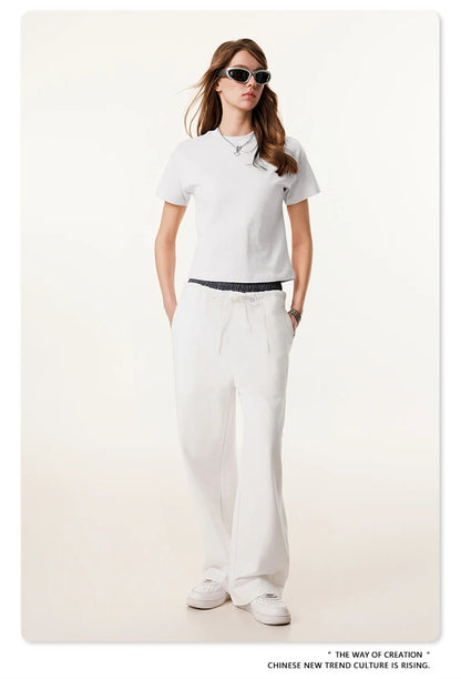 ZODF Women 2025 Summer 255gsm Cotton T-Shirts Hotsweet Girls Casual Solid Comfortable Sport T Shirt Brand Tops HY0978