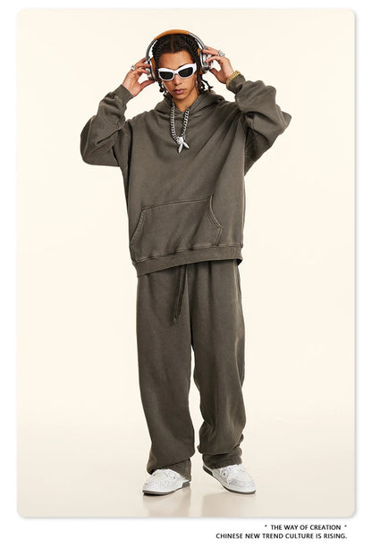 ZODF 2024 Winter Unisex Washed Fleece Hoodies 360gsm Warm Loose Retro Hooded Sweatshirts HY0870