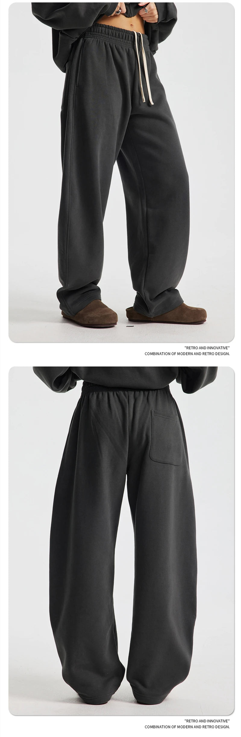 ZODF 2025 Winter 430gsm Unisex Fleece Straight Sweatpants Thick Warm Casual Oversized Trousers HY1170