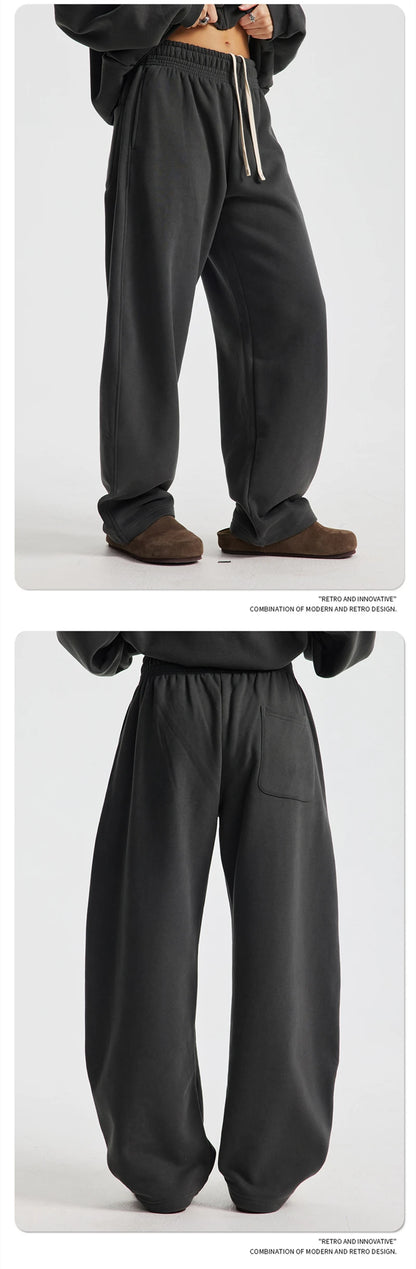 ZODF 2025 Winter 430gsm Unisex Fleece Straight Sweatpants Thick Warm Casual Oversized Trousers HY1170