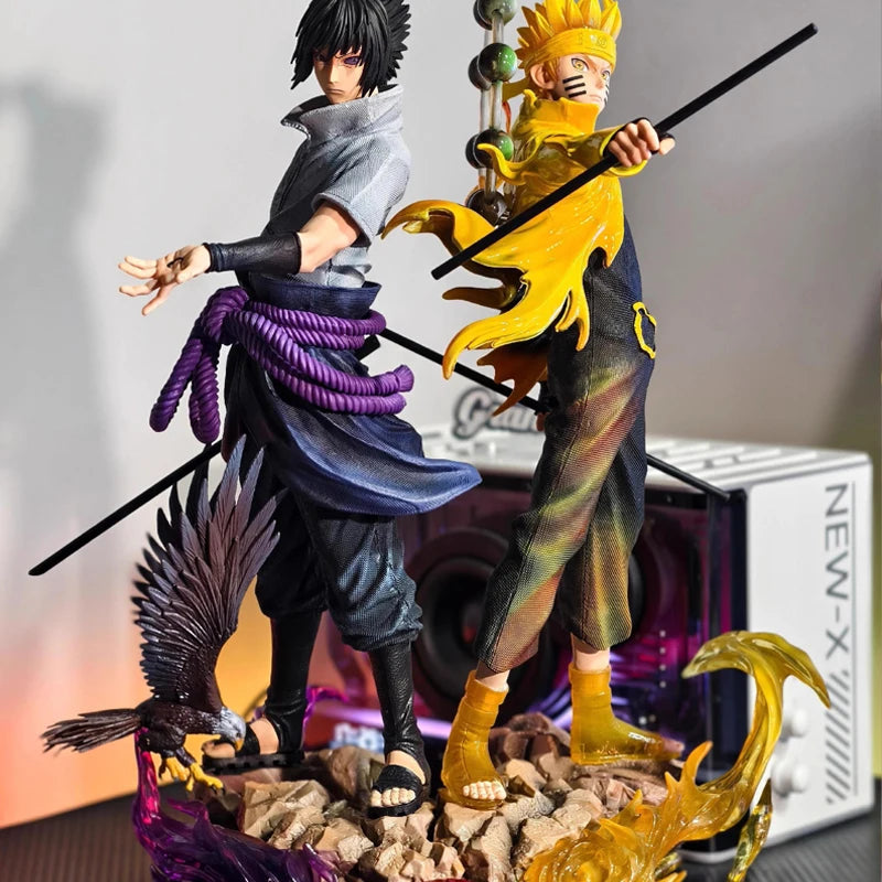 Anime Naruto Shippuden Figurine Naruto Uzumaki Uchiha Sasuke Action Figure 38cm PVC Toy Statue Collection Model Birthday Gifts