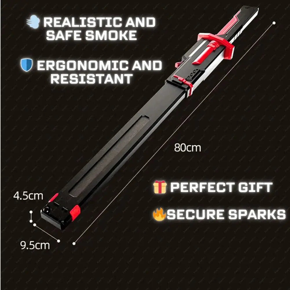 Colorful Streamer Glowing Sparkblade Sword Toy with Spark & Smoke Effects – Collectible Cosplay Katana Prop