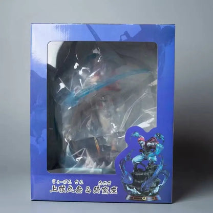 Demon Slayer Anime Agatsuma Zenitsu Figure Akaza Hakuji Figurine With Light Gk Statue Model Collection Room Decora Desk Toy Gift