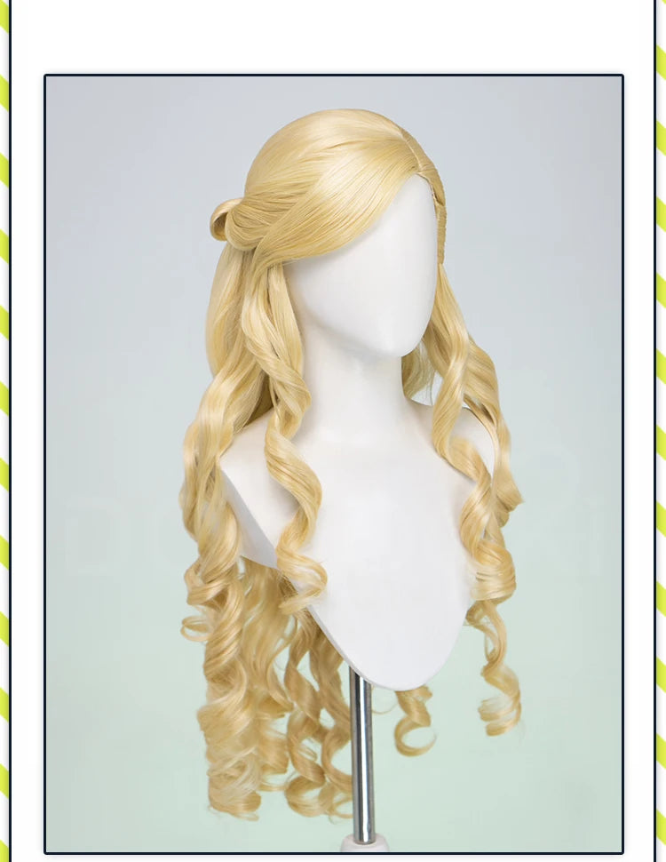 Women Princess Wig Anime DokiDoki Women Long 80cm Golden Curls Hair Christmas Princess Cosplay High Heat Resistant Free Cap Wig