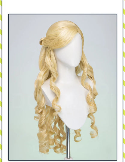 Women Princess Wig Anime DokiDoki Women Long 80cm Golden Curls Hair Christmas Princess Cosplay High Heat Resistant Free Cap Wig