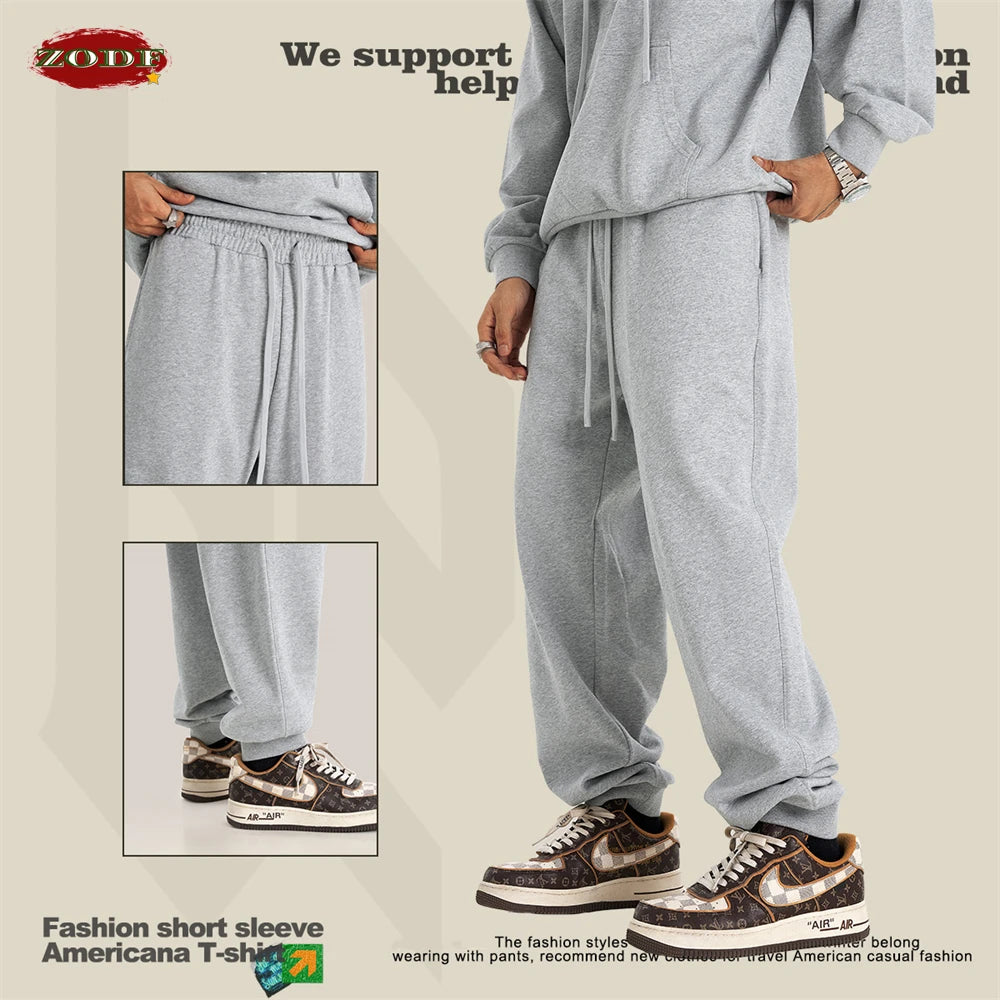 ZODF 2024 Autumn Winter Unisex Solid Sweatpants Heavyweight 440gsm Casual Loose Fit Sport Joggers HY0890